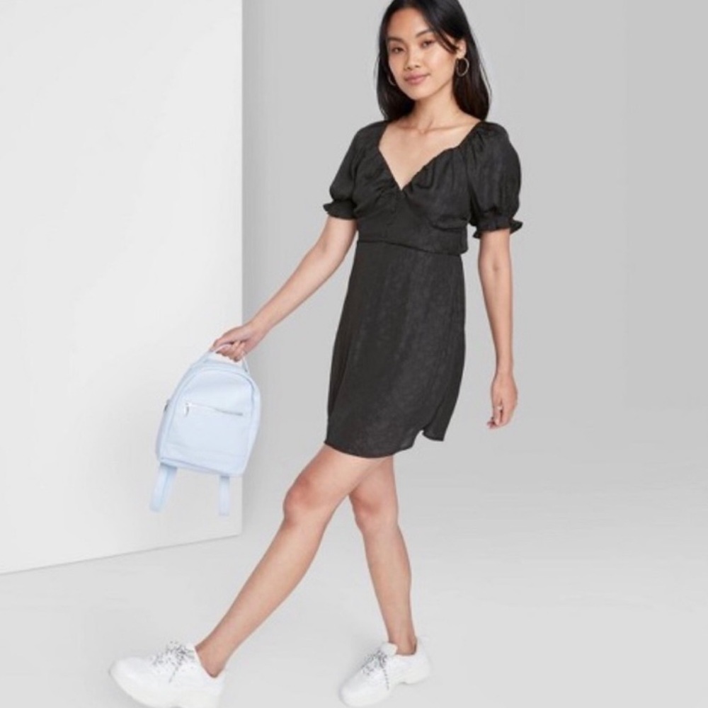 NWT Wild Fable Black Satin Skater Dress
